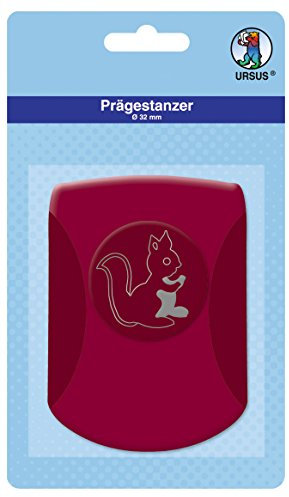 Ursus 19670093 - Prägestanzer, Eichhörnchen, rosa, ausgestanztes Motiv ca. 32 mm, aus Kunststoff mit Metallstanze, geeignet für Grammaturen von 180 240 g /qm, ideal für Motiv Konfetti