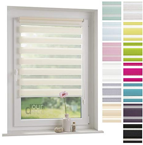 ourdeco® Doppel-Rollo, Duo-Rollo / 80 x 200 cm apricot/lichtdurchlässig, Blickdicht