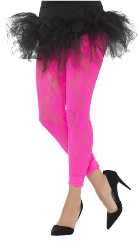 Horror-Shop Neonpinke Spitzen Leggings für 80er Jahre Outfits