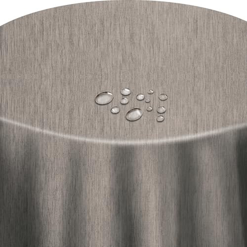 Wachstuch Robuste Leinen Prägung Rund Oval Größe & Farbe wählbar Rund 100 cm Braun abwaschbare Tischdecke