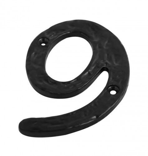 Dzina Door Number Numeral '9' 100mm (4 Inch) Antique Black, Pack of 1