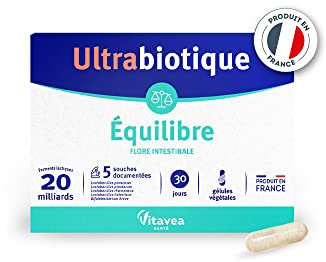 Vitavea - Ultrabiotique - Complément alimentaire équilibre flore intestinale - Probiotiques - 20 milliards de ferments lactiques - 5 souches documentées - 30 gélules - 1 mois - Fabriqué en France