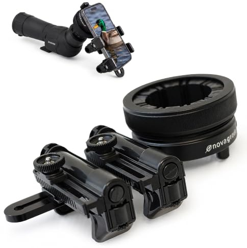 Novagrade Universeller Spektiv-Telefonadapter – Doppelgriff-Teleskop-Handyhalterung für Digiscope Fotografie & Fernglas-Halterung für iPhone, passend für fast alle Smartphones auf dem Markt