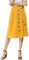 Allegra K Damen Midirock Knielang A Linie Hohe Taille Faltenrock Bindegürtel Knopfleiste Rock Gelb XS