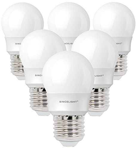 SINCELIGHT LED-Glühbirnein mit E27-Sockel, 5-Watt P45 A45 Miniglühbirne, Golfballform, Satte und Echte Farbe RA≈92, Neutralweiß 4000K, 500 Lumen, 50W Äquivalent, ES Edison-Sockel, 6er-Pack