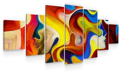 Startonight Leinwandbild xxl Nymphen mit Lockigem Haar - Leinwandbilder Moderne Kunst - Abstrakte Wanddeko Kunstdrucke, Wandbilder 7 teile 100 x 240 cm, Tag Nacht Groß Bild