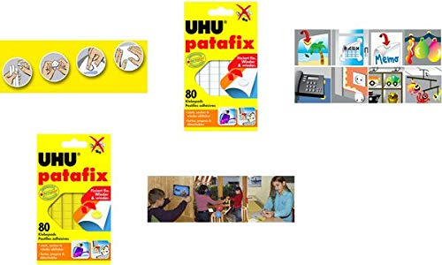 UHU patafix - Cuscinetti adesivi rimovibili, confezione da 80 pezzi, colore: Giallo