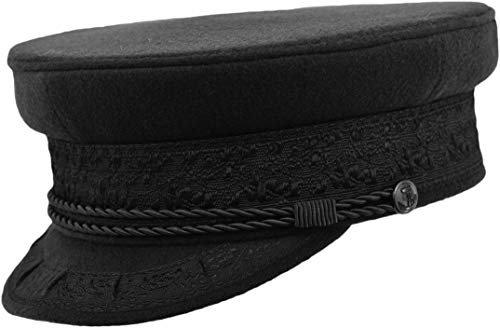 Melegari Mütze mit Visier | Wolle und Kaschmir | Prinz Heinrich Mütze | Polarentdecker | Herren Damen | Herbst Winter, Schwarz 58 cm