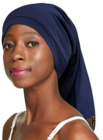 Hair Buff - Cuffia per dormire in raso, per dreadlock, trecce, capelli ricci regolabili unisex - Blu - Taglia unica