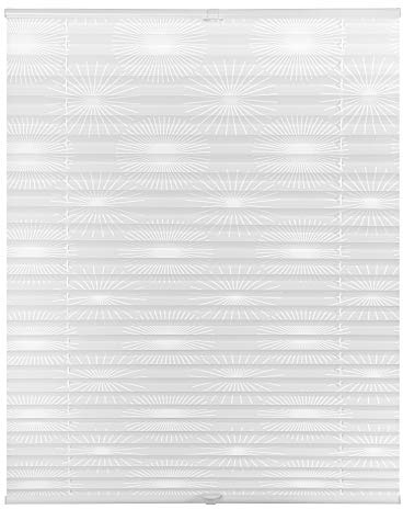 Lichtblick Plissee Blickdicht ohne Bohren Weiß Sonne 60 cm x 130 cm (B x L) | Plissee Klemmfix, verspannt, lichtdurchlässig, Ausbrenner, weiß-weiß, Montage ohne Bohren, Mit Lichtfilter, Ohne Kordel