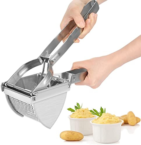 Kartoffelpresse Edelstahl 28 x 8 x 10,5 cm für Gemüse | Kartoffelstampfer für Püree, Obst und Gemüse, Edelstahl, für Kartoffeln, Säfte, Gemüsebrei, Küchengebrauch
