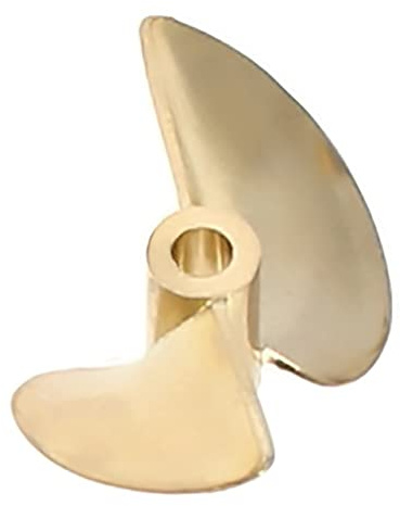 Heyiarbeit Hélice RC para barco, 2 cuchillas, agujero de hélice de 3,18 mm de diámetro, 32 mm, latón CW para modelo de barco RC dorado, 1 unidad