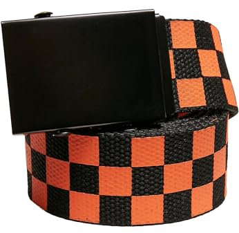 Urban Classics Unisex Check And Solid Canvas Belt 2-Pack black/orange, L/XL