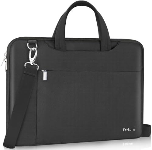 Ferkurn Laptop Bag Case 14 inch for Women Men, Laptop Sleeve Computer Bag Briefcase with Shoulder for MacBook Pro M4/M3/M2/M1, HP Pavilion 14 Chromebook 14A EliteBook, Asus, Acer, Dell Ideapad,Black