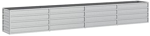 vidaXL Arriate Jardinera Macetero Cesta Pared Alambre Maceta Flores Plantas Jardín Patio Terraza Estable de Acero Galvanizado Plateado 320x40x45 cm