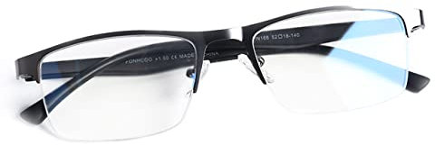 FONHCOO Halbrand Blaulichtfilter Brille Herren Halbbrille Lesehilfe für Senioren Sehhilfe Blaulichtbrille ohne Sehstärke Halbrandbrille in Dunkelgrau