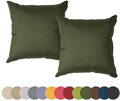 chilly pilley® Kissen Wasserfest Gartenstuhl Dekokissen Indoor Outdoor Gartenkissen Lounge Dekoratives Sitzkissen Rückenkissen viele Farben (dunkelgrün 2 er Set 40x40)