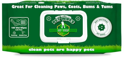 My Turf Cat Dog Grooming Pet Wipes | 100 Dog Wipes 15x20cm | Quick Easy Cleaning Grooming Dog & Cat Wipes | Dog Wipes For Bums, Body, Paws, Eyes & Ears | Alcohol Free Wet Wipes