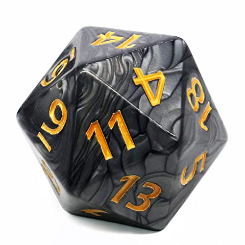 20 dadi DND lati, D20 giganti poliedrici D20, dadi D20 giganti, 55 mm, dadi D&D per dungeon e draghi, giochi di ruolo, MTG (serie Black-Pearle)