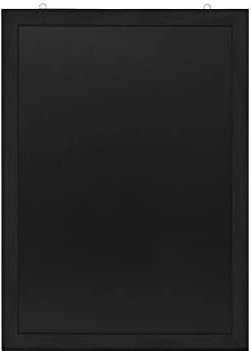 EUROPEL Kreidetafel mit schwarzer Melaminschicht, Rahmen aus lackiertem Kiefernholz, Mattschwarz, Abmessungen 60x84cm, Wandbefestigung, Hoch- oder Querformat, für flüssige Kreidemarker