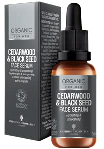 Amphora Aromatics Cedarwood & Black Seed Hydrating Face Serum For Men COSMOS Organic 30ml