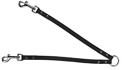Coperani | Doppelleine für Hunde | Schwarz | 12 mm | 30 cm Länge | Koppel | Leder