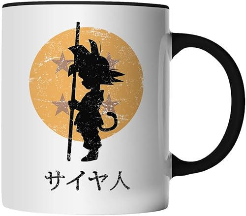DragonHive Tasse - Anime-Tasse - beidseitig Bedruckt - Geschenk Idee Kaffeetasse mit Spruch, Keramik 330ml, Tassenfarbe: Schwarz