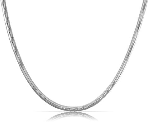 Made by Nami Halsketten Schlangen-Design 3mm • Minimalistische Schlangen-Kette mit starkem Karabiner-Verschluss • Choker Halskette Damen • Edelstahl Gliederkette • Geschenk für Sie (Silber)