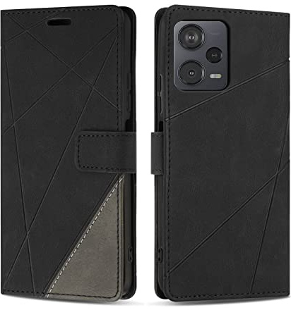 SONWO Cover per Xiaomi Redmi Note 12 PRO 5G Custodia, Flip Caso in PU Pelle Case Cover Premium Portafoglio Custodia per Xiaomi Redmi Note 12 PRO 5G, Supporto Stand, Slot per Schede, Nero