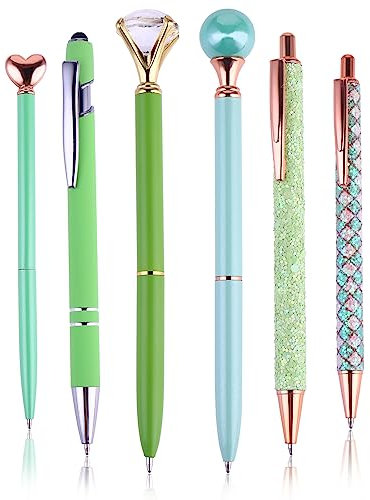 Cobee Kugelschreiber Set, Metallkristall Diamantstift 1,0 mm Feine Spitze Schwarze Tinte Glattes Schreiben Glitzerstift für Journaling ausgefallener Geschenk Männer Frauen Büro Schulbedarf