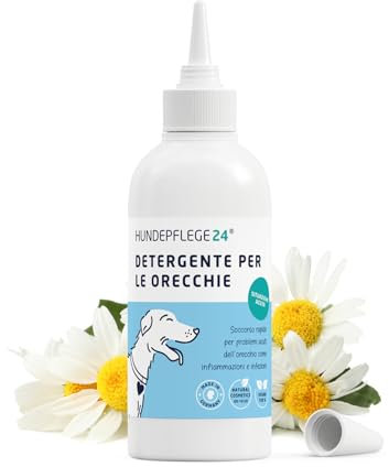 Hundepflege24 detergente Auricolare Cane ACUTO - Detergente Extra Forte per Le Orecchie del Cane Contro infiammazioni & infezioni - Pulizia Orecchie Cane/Gocce Orecchie Cani e Gatti 250ml