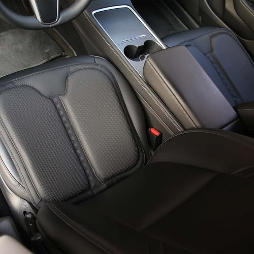 TOPABYTE Auto Sitzkissen Memory Foam Nappa Leder Sitzauflage Auto Vordersitze, Autositzauflage Anti Rutsch Unterlage, Komfort Sitzpolster für Auto, Büro, Hause (2 Stück/Schwarz)