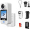 SJCAM C300 Pocket Action Camera,4K Body Camera, Auto Screen Off, Stabilization, Waterproof, Small Wearable, Mini POV Camera, Removable Dual Battery, Touch Screen, with Helmet Mount Kits, White