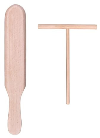 BOBOZHONG Crepes Verteiler,2 Stück Crepes Wender, Crepes Holzverteiler,T-förmiger Pfannkuchenstab,Crepes Schieber,Holzwender,aus robustem und nachhaltigen Buchenholz,DIY Küchenwerkzeug