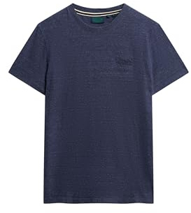 Superdry Herren Essential T-Shirt aus Bio-Baumwolle mit Logo Dunkles Indigoblau Meliert XXL