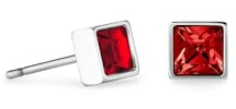 Brilliant Square small Ohrringe silber rot