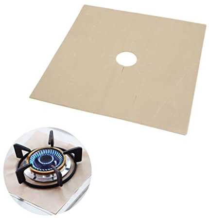 Homoyoyo 4 Stück Universal-gasherd-auskleidungsblätter Schutzfolie Antihaftbeschichtet Ofenauskleidung für Gasherd Herdplattenschutz Beige