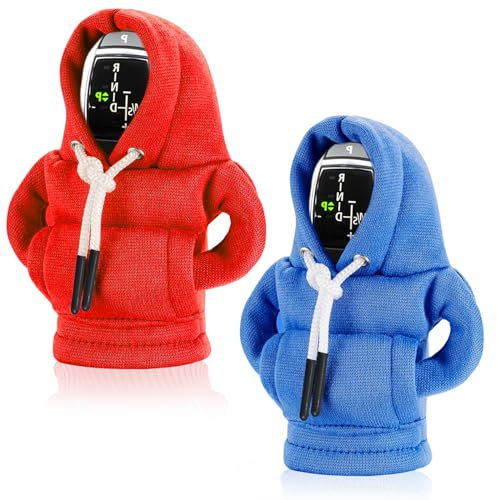 GLEEMEN Schaltknauf Hoodie, 2 Stück Auto Schaltknauf Abdeckung, Mini Hoodie für Gangschaltung, Kleiner Hoodie für Gangschaltung, Schaltknauf Überzug für Auto Dekoratives