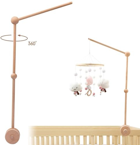 Holz Baby Mobile Halterung, Babybett Mobile Halterung, Mobile Halterung Holz für Babybett, Babybett Wickeltisch DIY Mobile Halterung, für Aufhängung Spieluhr, Spielzeug, Windspiele, Bettglocke