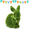 Künstliche Dekoration Osterhase, Deko Hase mit Fell in Moosoptik, Band mit Fliege, beflocktes Kaninchen, Tiermodell, Osterdekoration, Figuren, Tischdekoration (grün)