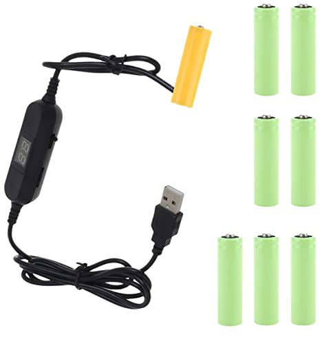 Kobeleen USB to 1.5V 3V 4.5V 6V 12V LR6 AM3 AA Dummy Battery Cable Replace 1-8pcs Batteries for Radio LED Light Toy Motion Sensor