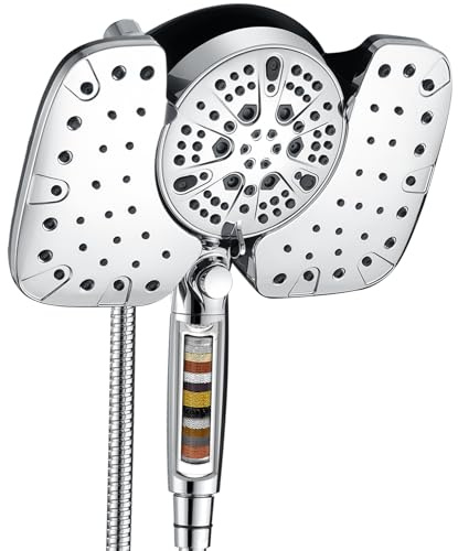 INAVAMZ 2-in-1 Shower Heads with Handheld 2.5GPM: 10” Rain Shower Head & Hand Held Shower Head, 10 Spray Settings Detachable Shower Head with ON/Off Switch and 15-Stage Filter