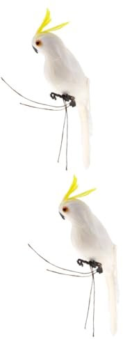BESPORTBLE 2St Simulation Papagei Tropische Vogelstatue lebensechtes Papageienmodell Tier Modelle Vogel-Dekor Papagei-Statue Urwald Zubehör Feder Dekorationen 35 c schmücken Schaum Weiß