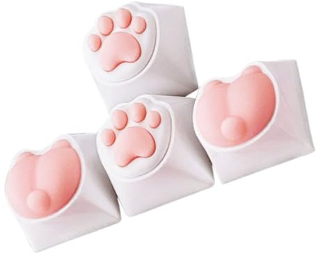 OSALADI 4pcs Custom Gaming Keycaps Cat Paw Design Mechanical Keyboard Keycaps Easy Install Comfortable