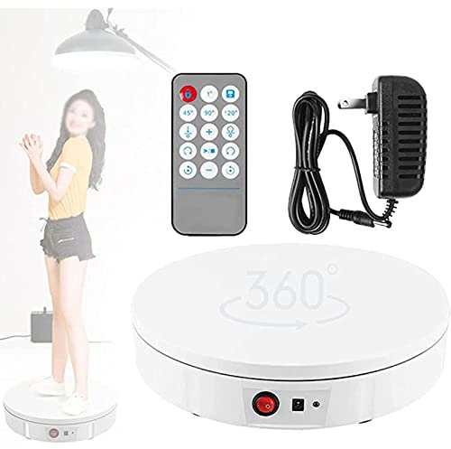 Tocadiscos Eléctrico con Control Remoto, Soporte Giratorio Motorizado Profesional de 360 Grados para Fotografía, Vídeos y Tartas - Capacidad de 100 kg, Blanco