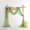 EBETA Hochzeit Volant Querbehang Freihanddeko für Hochzeitsbogen & Traubogen Himmelbett Vorhänge Gardine für Fenster Deko aus Chiffon-Stoff (Matcha, 145x600 cm)