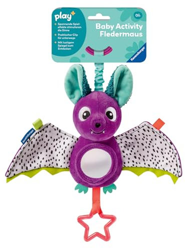 Ravensburger 12034051 Play+ Baby Activity-Fledermaus, Baby-Spielzeug ab 0 Monate, Kinderwagenspielzeug, Plüschtier