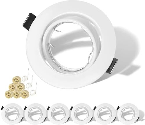 KEJIYILT GU10 Einbaustrahler Rahmen 6er Set, LED Spots 230V Schwenkbar aus Edelstahl Gebürstet Einbauspots Rund Deckenspots inkl. Fassung für GU10 LED order Halogen