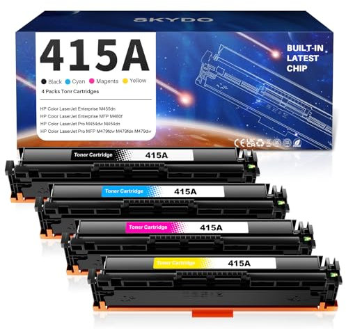 Skydo 415A Toner (mit Chip) Kompatibel für HP 415A 415X Kompatibel für HP Laserjet Pro M454dw, M454dn, MFP M479fdw, M479fdn, M479dw, Enterprise M455dn, M480f (W2030A W2031A W2032A W2033A)
