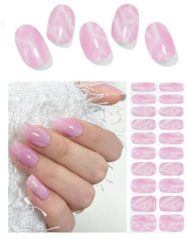 Wahrshei Nagelfolien | 20 Pink Marble UV Gel Nagelfolie | Nagelfolie Selbstklebend | Gel Nail Stickers, Gellack Wraps für Nagel